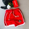 Red Graphic Drawstring Shorts - Dripping Style Design - 3
