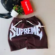 Red Graphic Drawstring Shorts - Dripping Style Design - 4