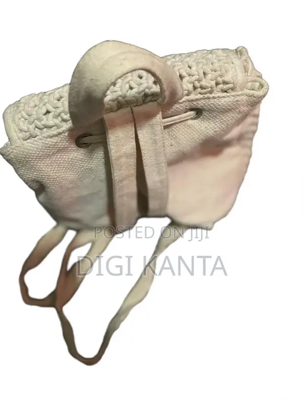 Handmade Beige Macrame Crochet Backpack - Unisex Ghana Made - 1