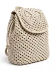 Handmade Beige Macrame Crochet Backpack - Unisex Ghana Made - 2