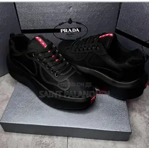 Prada Black Mesh and Leather Low-Top Sneakers