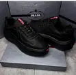 Prada Black Mesh and Leather Low-Top Sneakers - 1