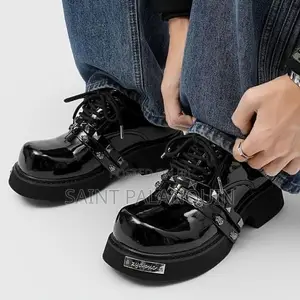 Balenciaga Chunky Platform Derby Shoes with Riveted Straps