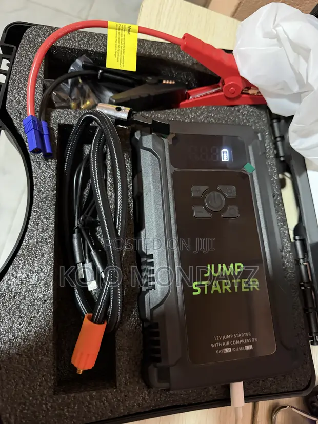Car Jump Starter + Air Compressor - 2-in-1 Emergency Power - 1