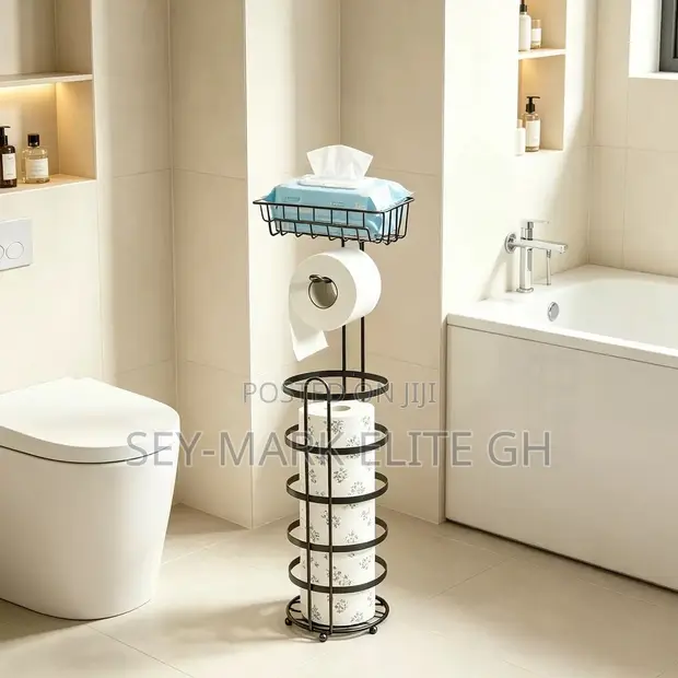 Freestanding Metallic Toilet Roll Holder - 1