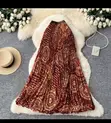Women's Vintage Print Long Pleated High-Waisted Skirt - 2