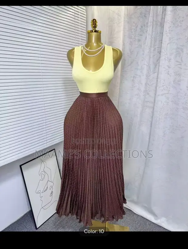 Women's Pleated Maxi Skirt - 1