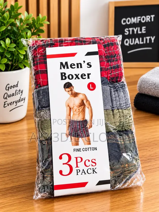 Men's 100% Cotton Boxer Shorts - 1
