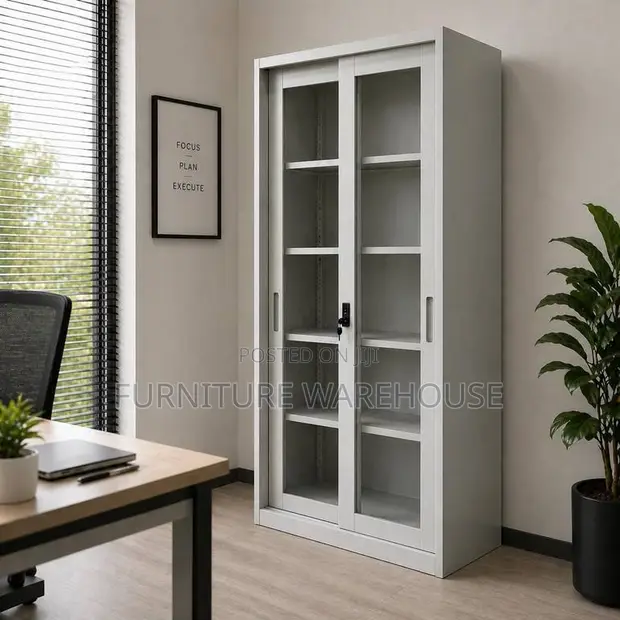 Metal 2 Swing Glass Door Office Cabinet - 1
