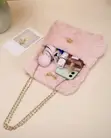 Women's Pink Faux Fur Crossbody Bag - 3
