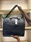 Laptop Bag - Genuine Leather, Gray - 2