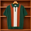 Short-Sleeved Vertical Colorblock Knit Quarter-Zip Polo Shirt - 3