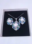 Zirconia Rounded Pearl Necklace and Earring Set - 3