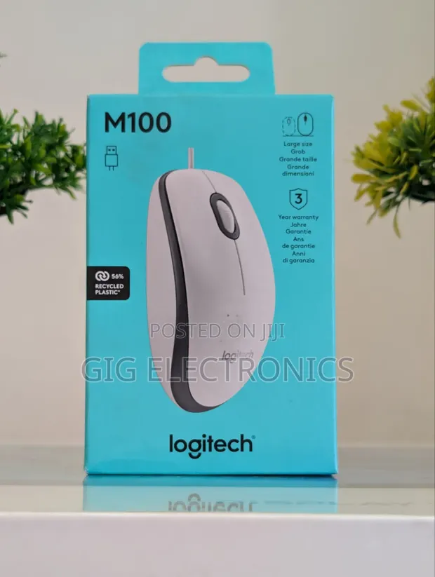 Logitech M100 Wired Mouse - White - 1