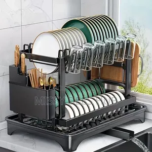 Dish Drying Rack with Drainboard - 2 Tiers