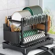 Dish Drying Rack with Drainboard - 2 Tiers - 1