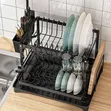 Dish Drying Rack with Drainboard - 2 Tiers - 3