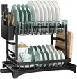 Dish Drying Rack with Drainboard - 2 Tiers - 4