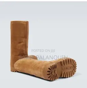 Brown Suede Balenciaga Alaska Fur High Boots with Track Sole