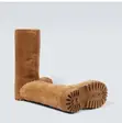 Brown Suede Balenciaga Alaska Fur High Boots with Track Sole - 1