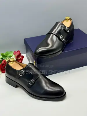 Double Monk Strap Formal Shoes - Black Leather