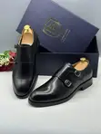 Double Monk Strap Formal Shoes - Black Leather - 2