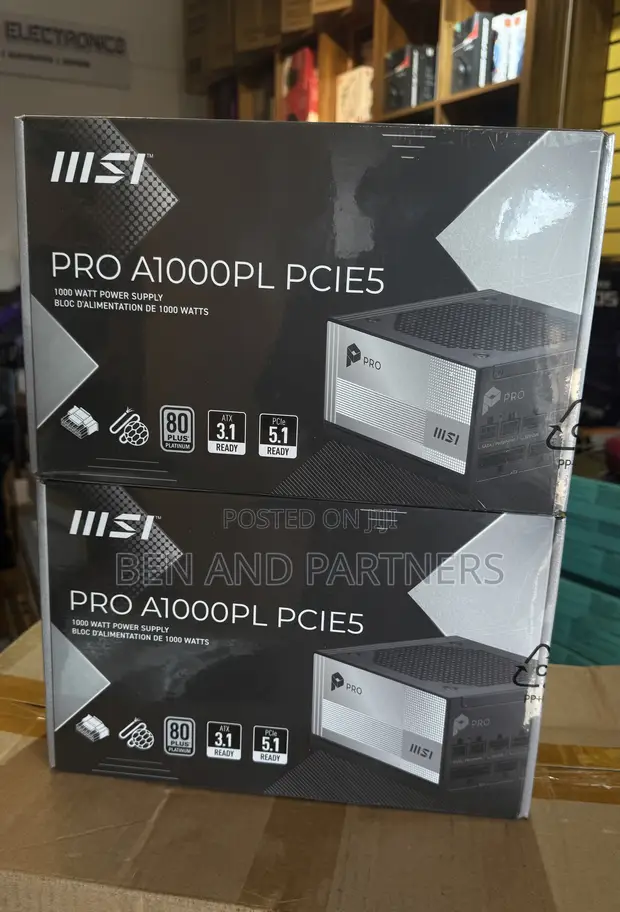 MSI PRO A1000PL PCIE5 1000W 80+ Platinum Power Supply - 1