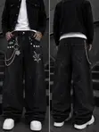 Men's Light-Wash Wide-Leg Baggy Denim Jeans - 3