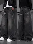 Men's Light-Wash Wide-Leg Baggy Denim Jeans - 4