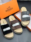 Hermès Suede Double-Strap Slide Sandals - 1
