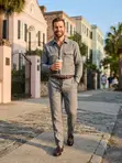 Men's Linen Long Sleeve Top and Trousers Co-Ord Set - 3