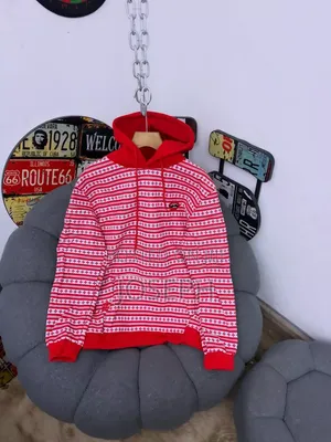 Red and White Patterned Hoodie