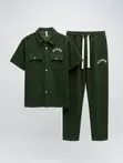 Men's Short-Sleeve Shirt and Matching Long Pants Co-Ord Set - 2