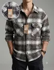 Men's Plaid Flannel Double-Pocket Long-Sleeve Shirt - 4