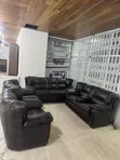 VIG Furniture Black Leather Sofa Chairs - 1
