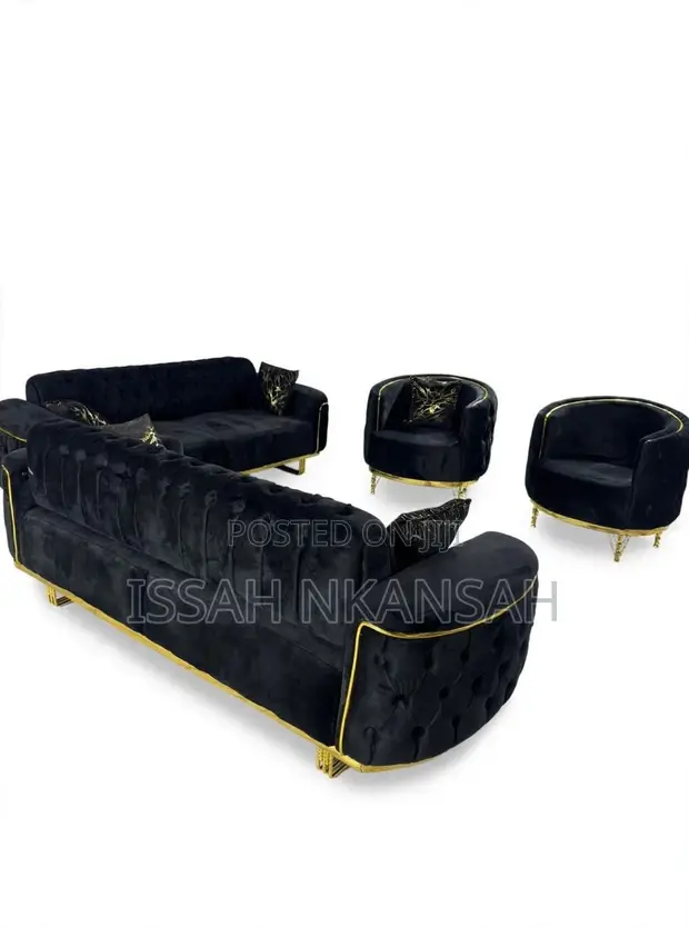 Modern Blue Fabric Sofa Chairs Set - Brand New - 1