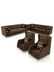 Brown Fabric Sofa Chair - 1