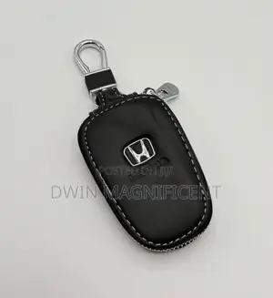Black Pebbled Leather Zipper Car Key Pouch