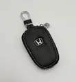Black Pebbled Leather Zipper Car Key Pouch - 1