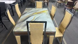 Luxury Marble-Style 6-Seater Dining Set