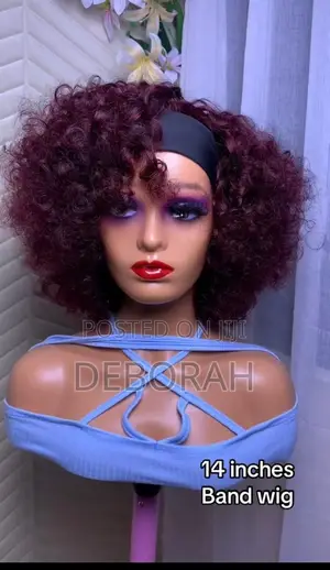 Burgundy Band Wig - 350g, 14 Inch Curly