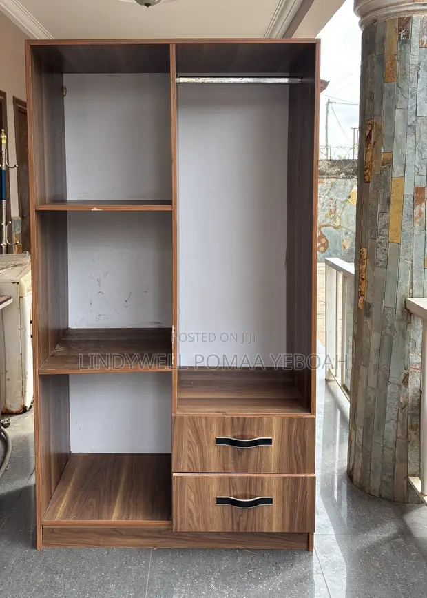 Spacious Wooden Wardrobe with 2 Drawers - Good Condition - 1