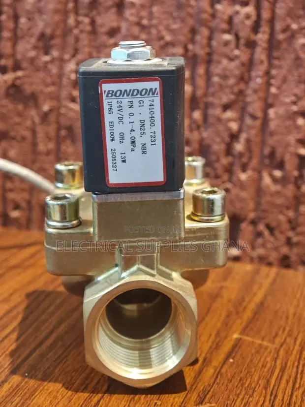 Bondon DN25 24V DC Solenoid Valve - Brass, NBR - 1