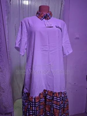 Becs Fashion World White Button-Up Dress