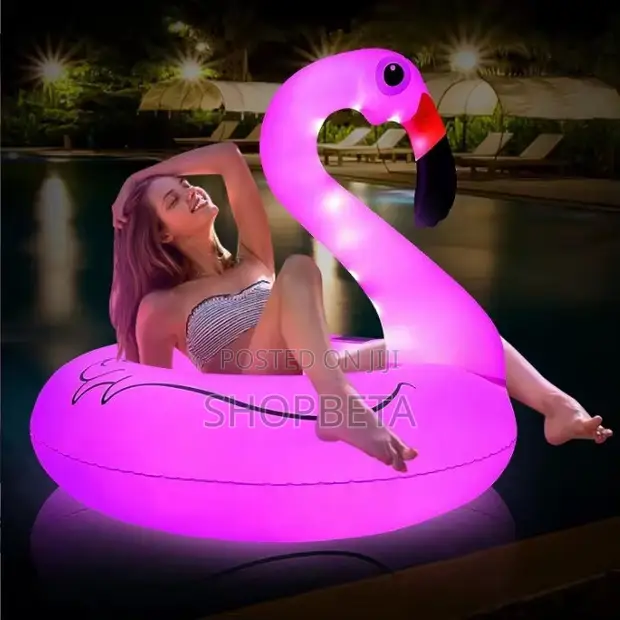 LED Inflatable Flamingo Pool Float for Kids - 1