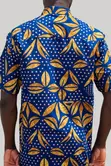 Men's Blue Gold African Print Short Sleeve Shirt - 2