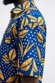 Men's Blue Gold African Print Short Sleeve Shirt - 3