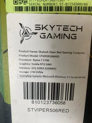 Skytech Viper Red Gaming Desktop Computer - AMD Ryzen 7, 32GB RAM, 2TB SSD