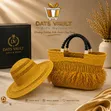 Elegant Woven Handbag & Matching Hat Set - Green - 2