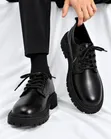 Classic Derby Shoes - Black Leather - 1